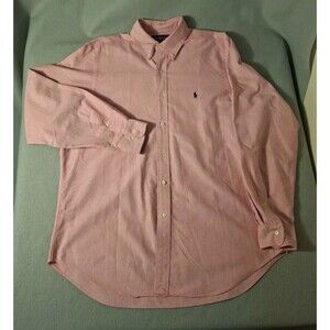 Ralph Lauren Oxford Dress Shirt Men's 16.5 34/35 Salmon Pony Classic Fit OCBD